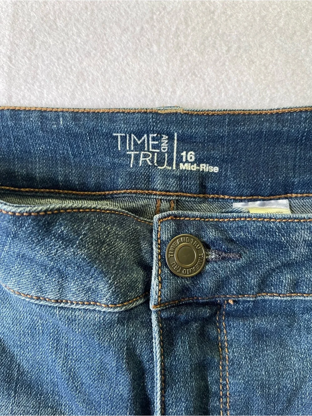 Time and Tru Blue Washed Distressed Rolled-Hem Jean Shorts